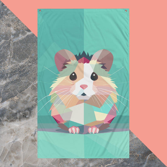 Green and Pink Hamster Flag Poster