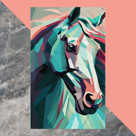 Green and Pink Horse Flag Poster