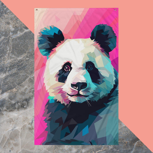 Green and Pink Panda Flag Poster