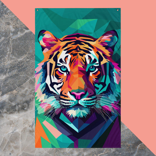 Green and Pink Tiger Flag Poster