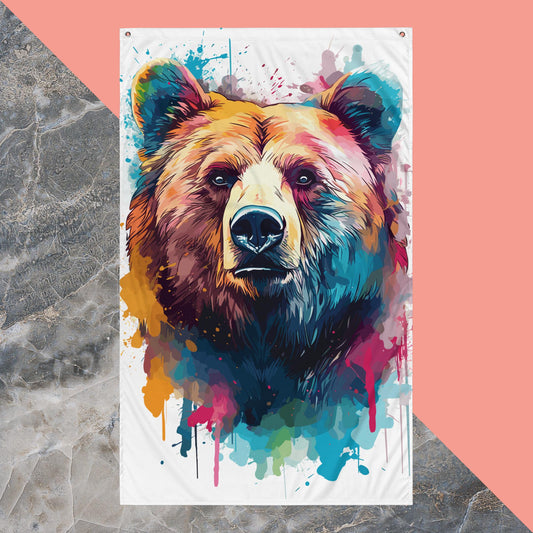 Rainbow Paint Bear Flag Poster