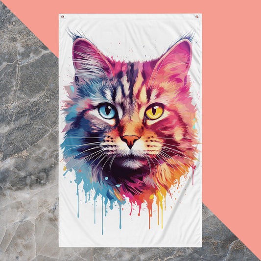 Rainbow Paint Cat Flag Poster