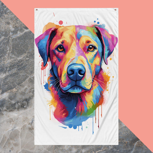 Rainbow Paint Dog Flag Poster