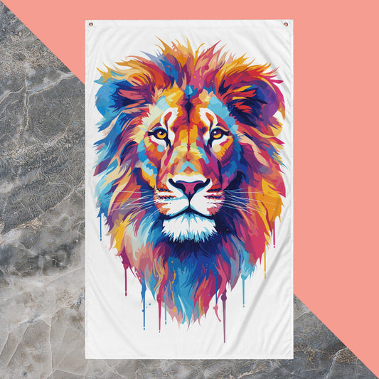 Rainbow Paint Lion Flag Poster