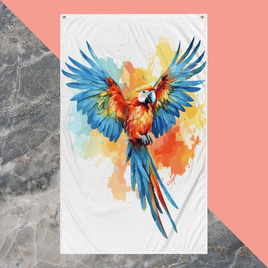 Rainbow Paint Parrot Flag Poster