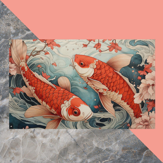 Ukiyo-e Koi Fish Flag Poster