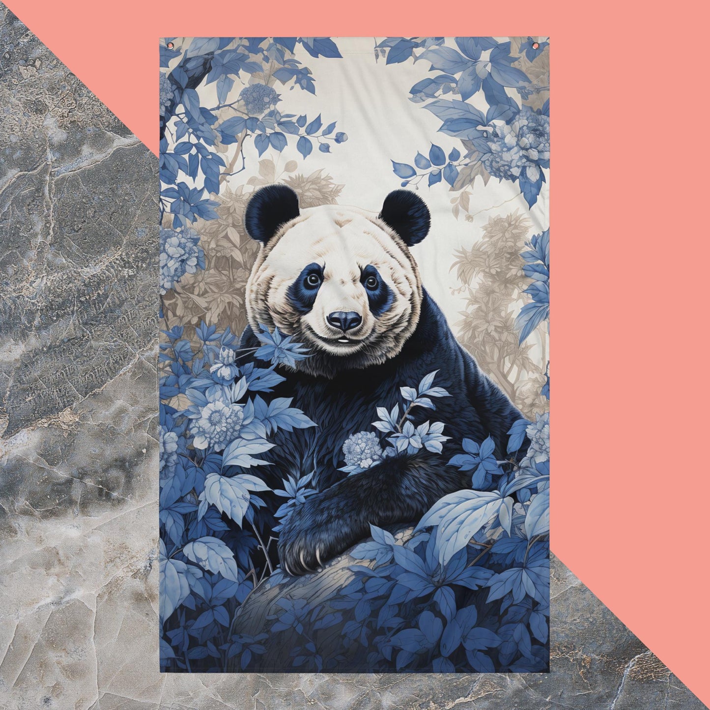 Ukiyo-e Panda Flag Poster