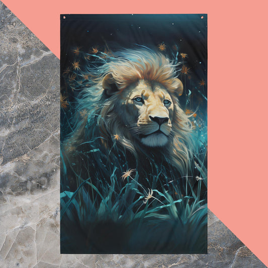 Dark Turquoise Lion Flag Poster