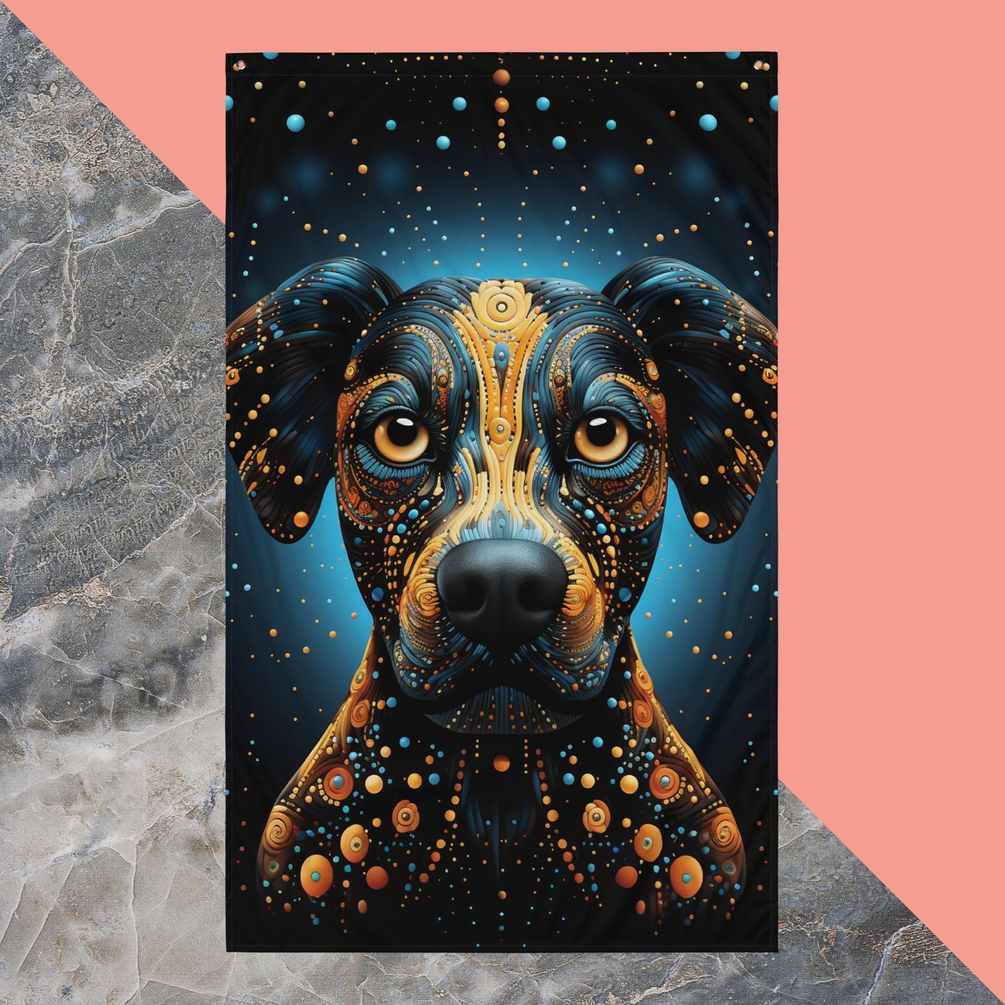 Dot Art Dog Flag Poster