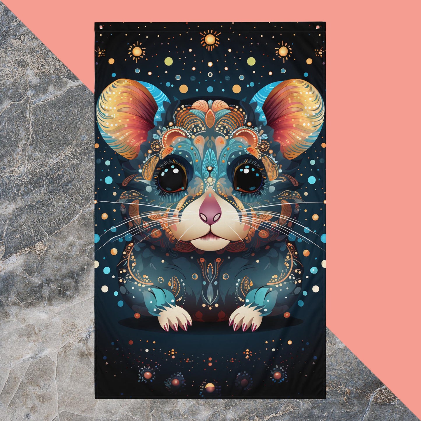 Dot Art Hamster Flag Poster