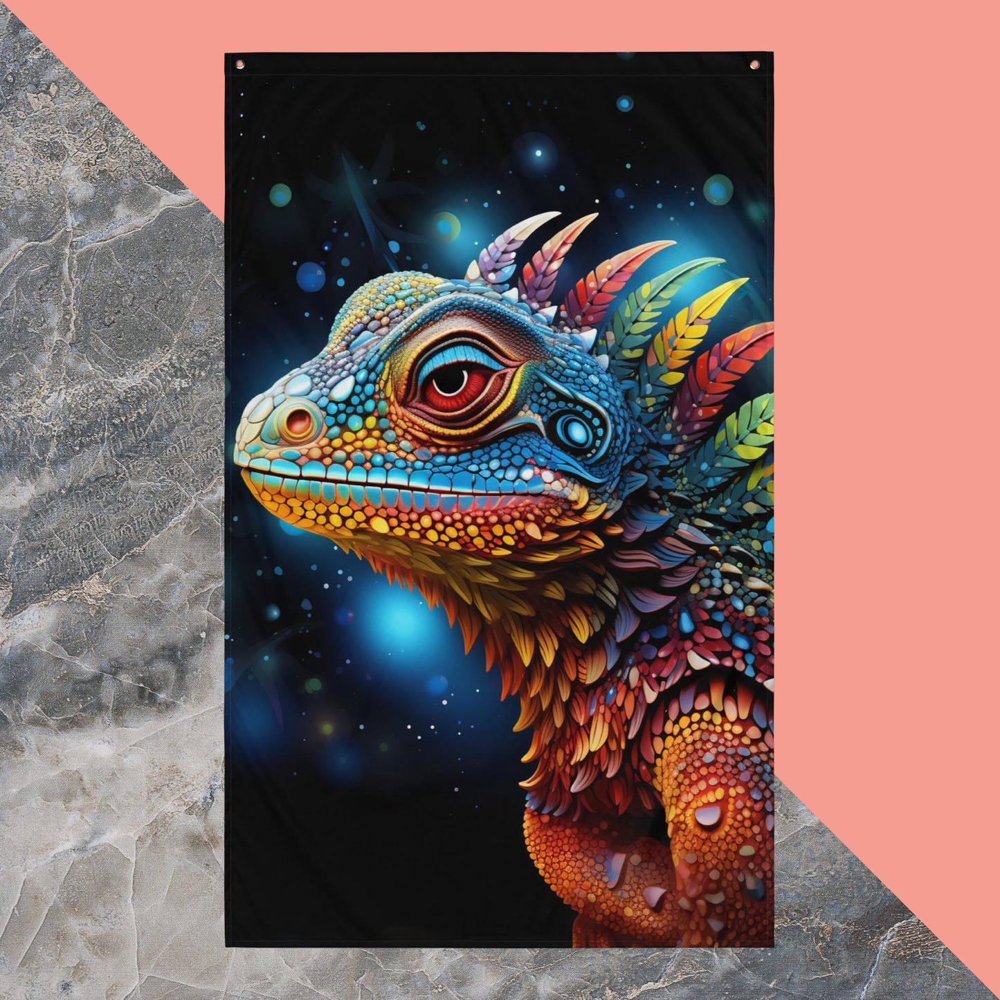 Dot Art Iguana Flag Poster