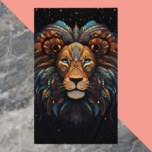 Dot Art Lion Flag Poster