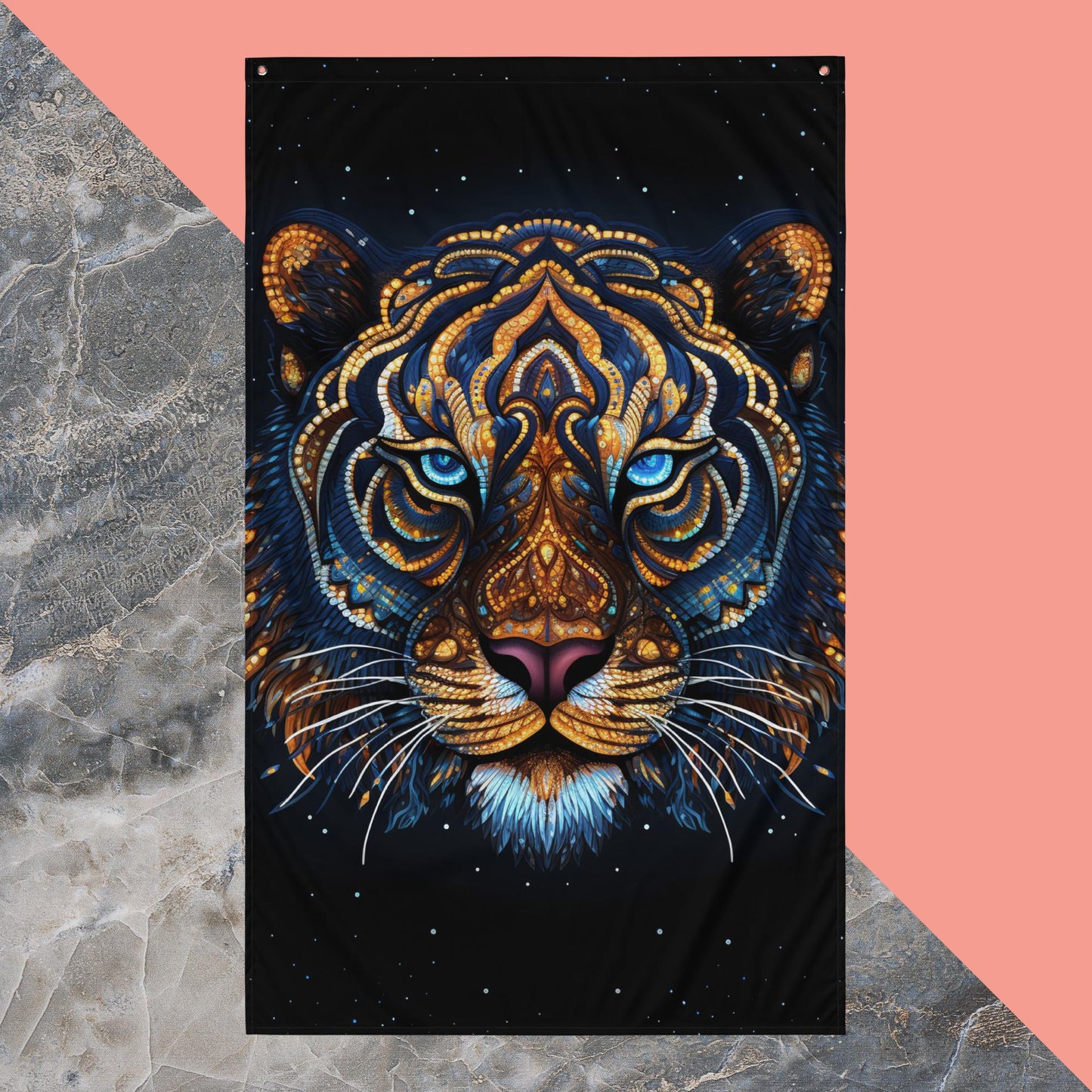 Dot Art Tiger Flag Poster