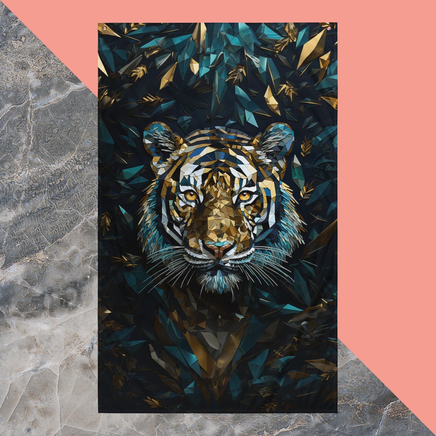 Blue Gold Tiger Flag Poster