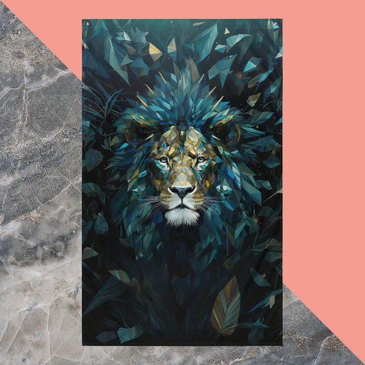 Blue Gold Lion Flag Poster