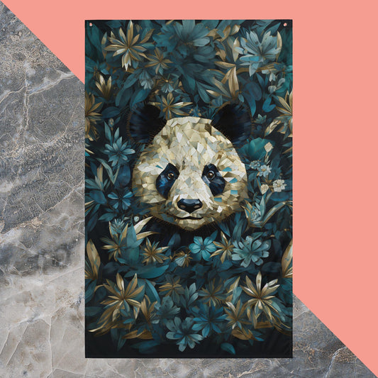 Blue Gold Panda Flag Poster