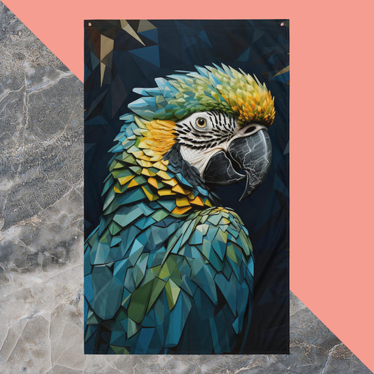 Blue Gold Parrot Flag Poster