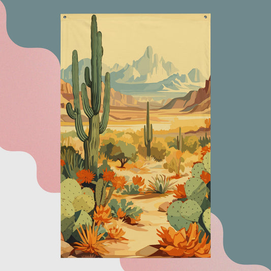 Mountainous Desert Life Flag Poster