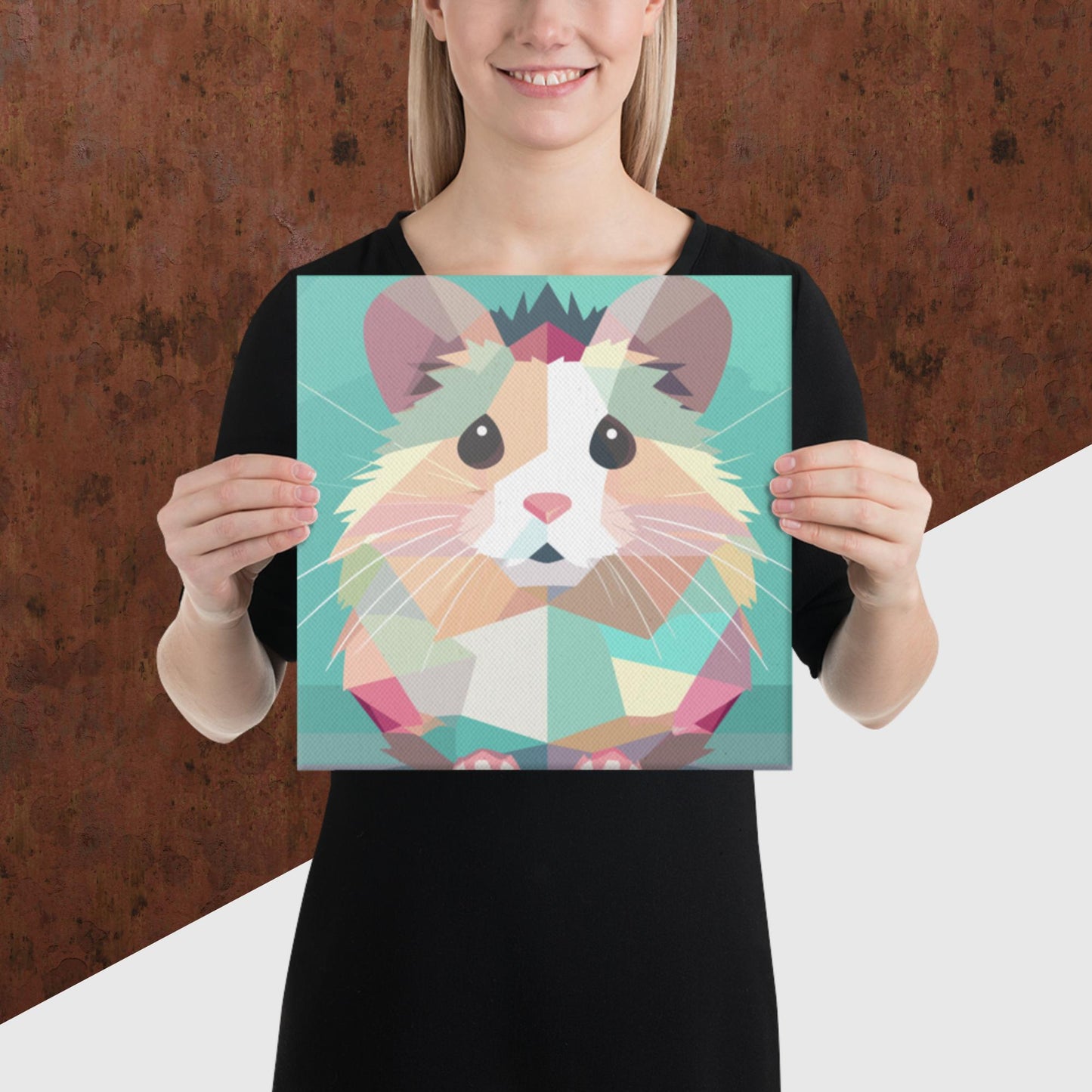 Green and Pink Hamster Canvas Poster