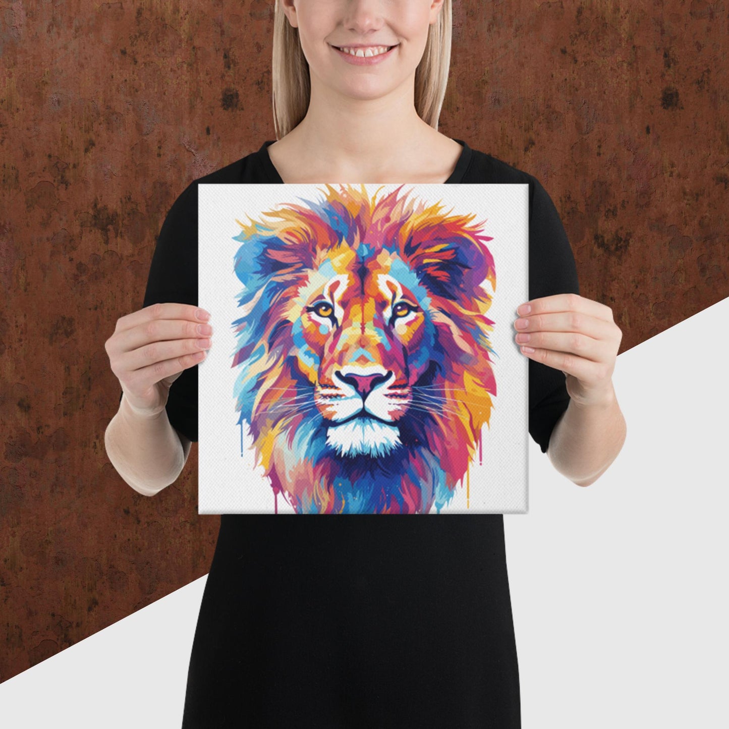 Rainbow Paint Lion Canvas Poster