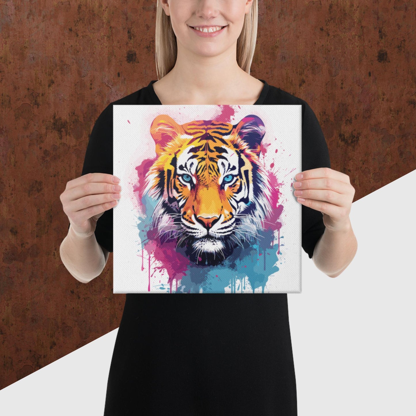 Rainbow Paint Tiger Canvas Poster