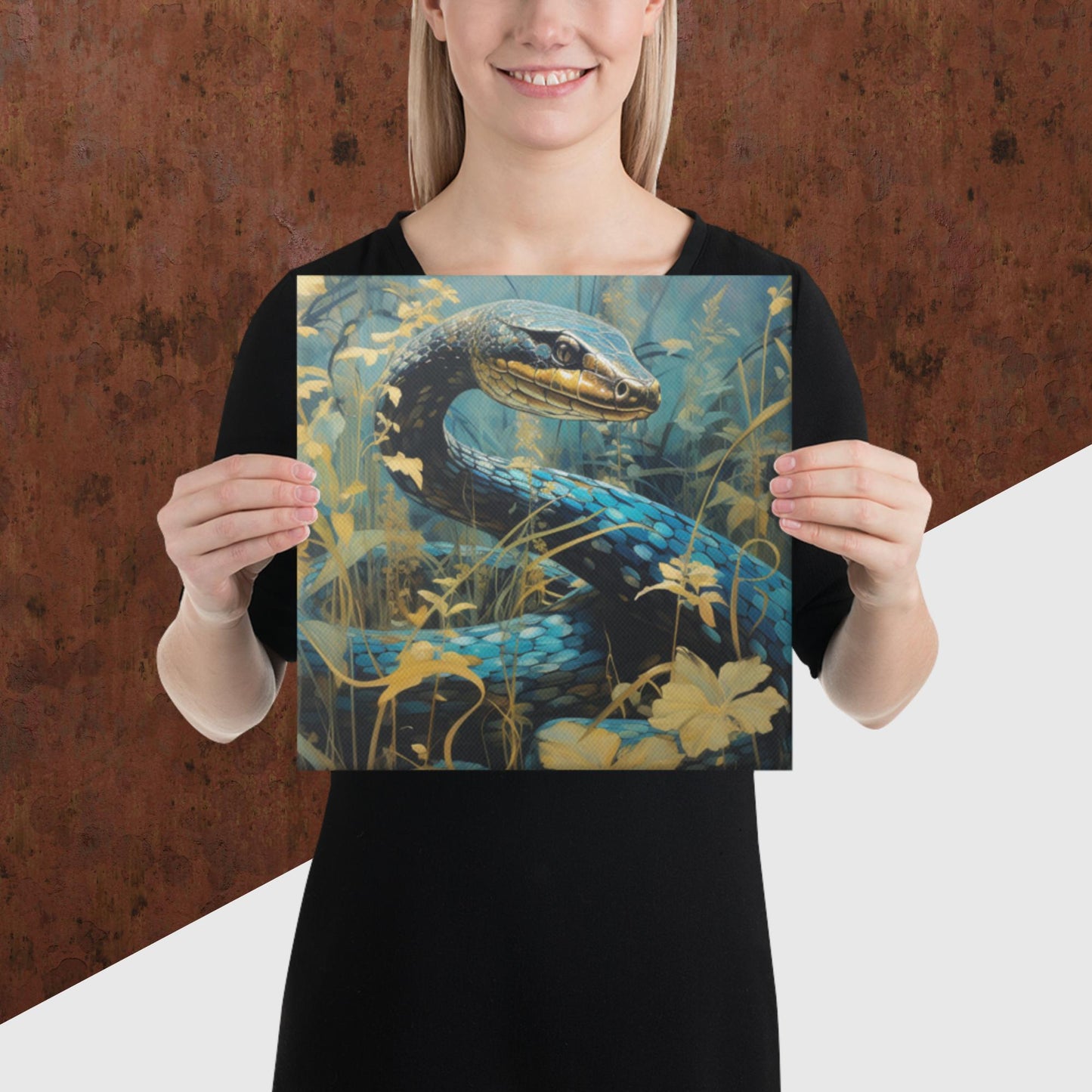 Dark Turquoise Snake Canvas Poster