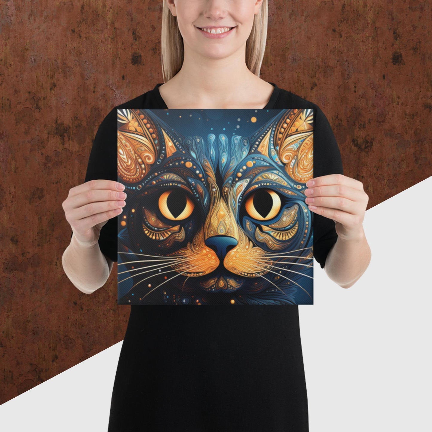 Dot Art Cat Canvas Poster