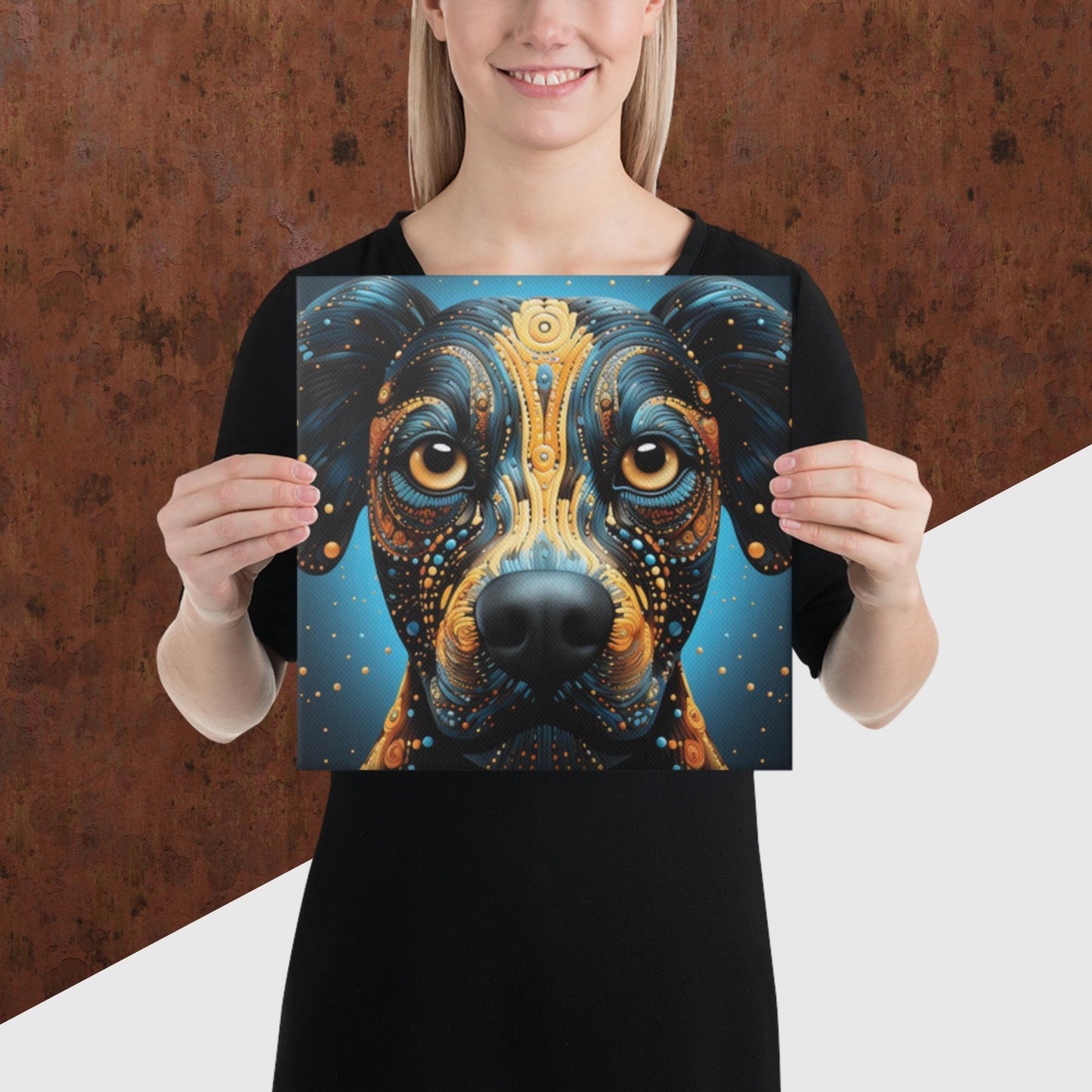 Dot Art Dog Canvas Poster