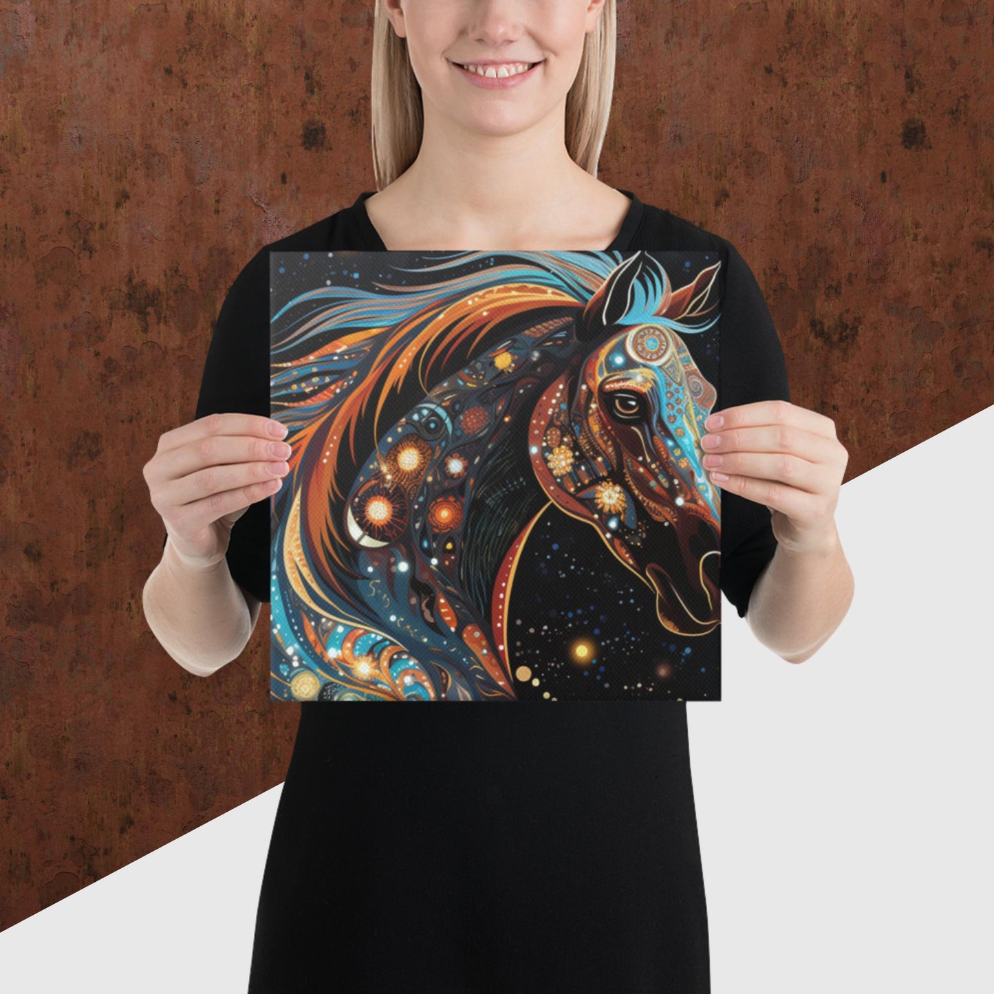 Dot Art Horse Canvas Poster