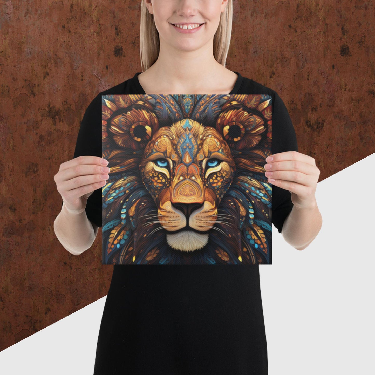 Dot Art Lion Canvas Poster