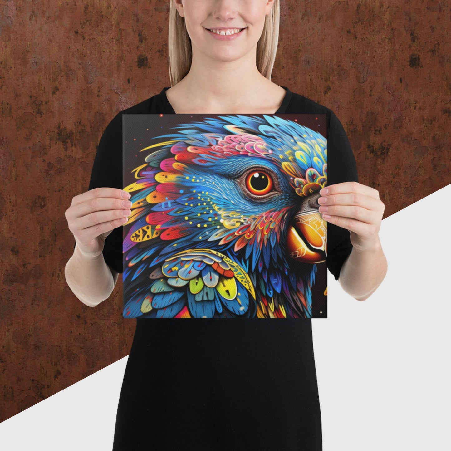 Dot Art Parrot Canvas Poster