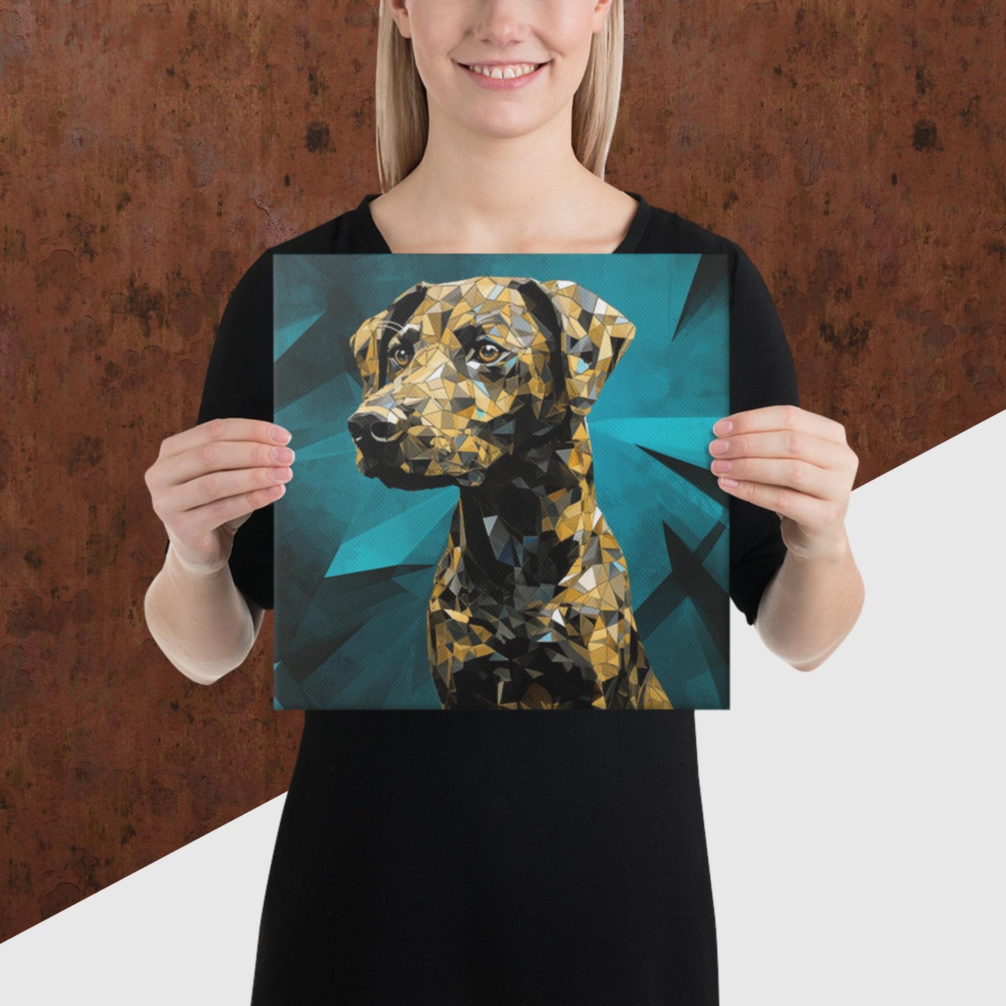 Blue Gold Dog Canvas Poster