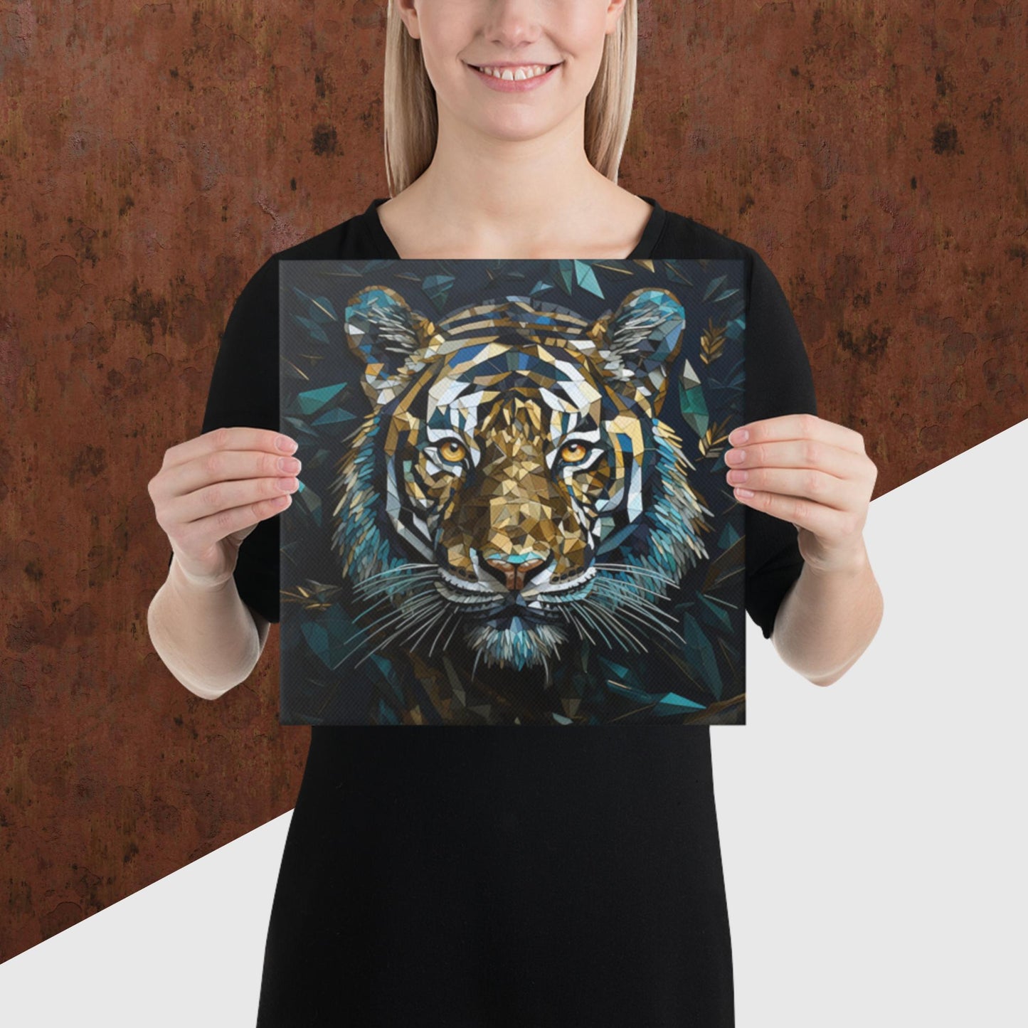 Blue Gold Tiger Canvas Poster