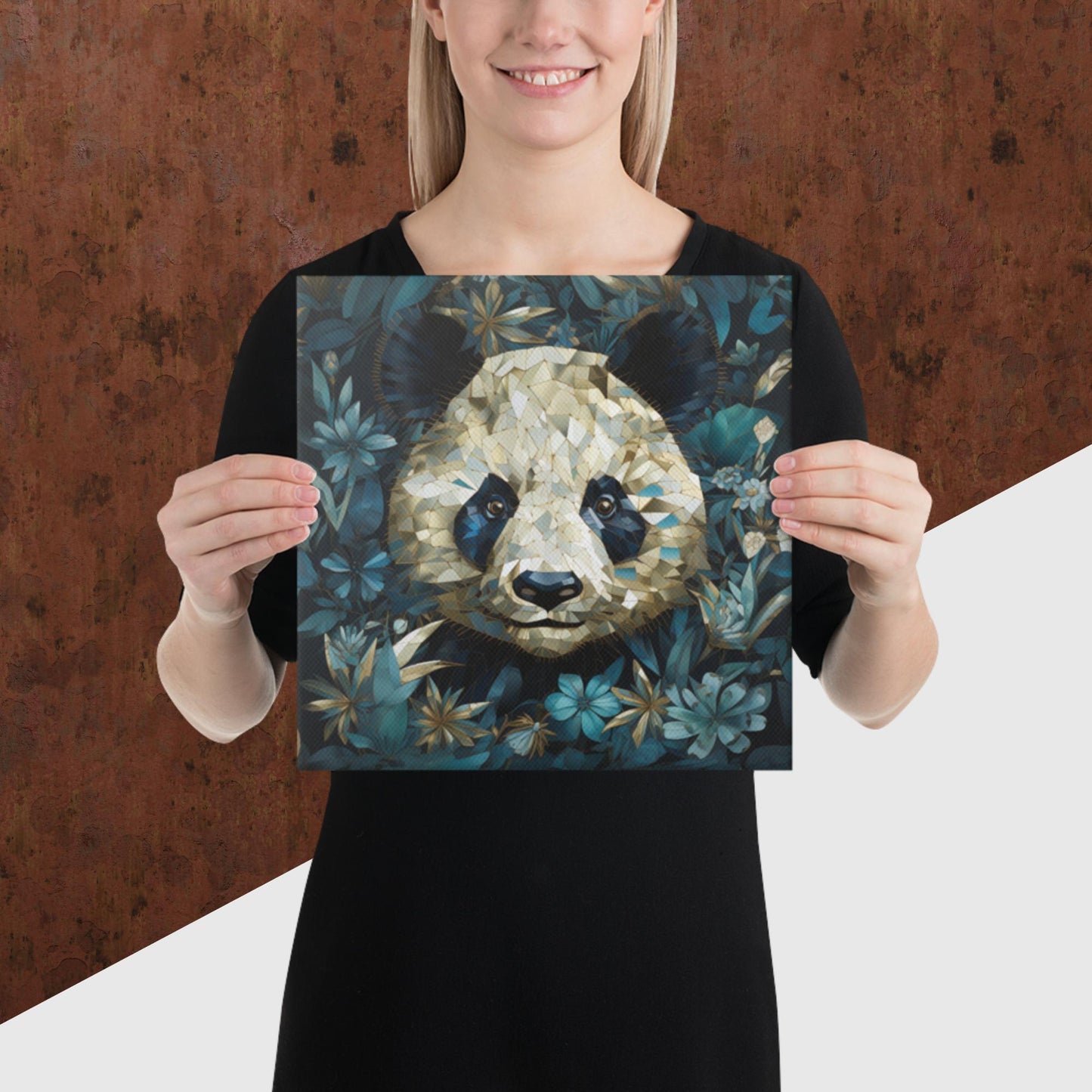 Blue Gold Panda Canvas Poster