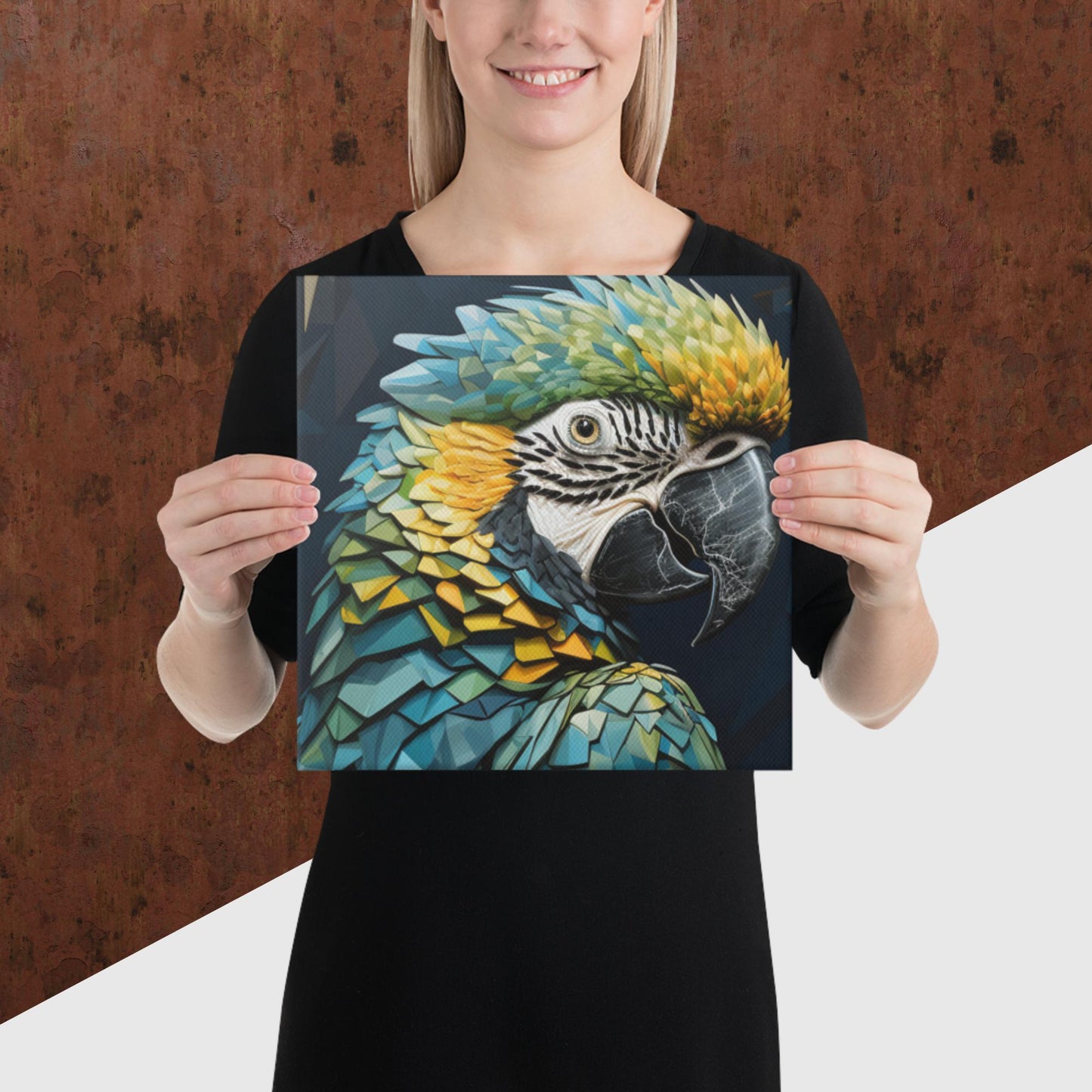 Blue Gold Parrot Canvas Poster