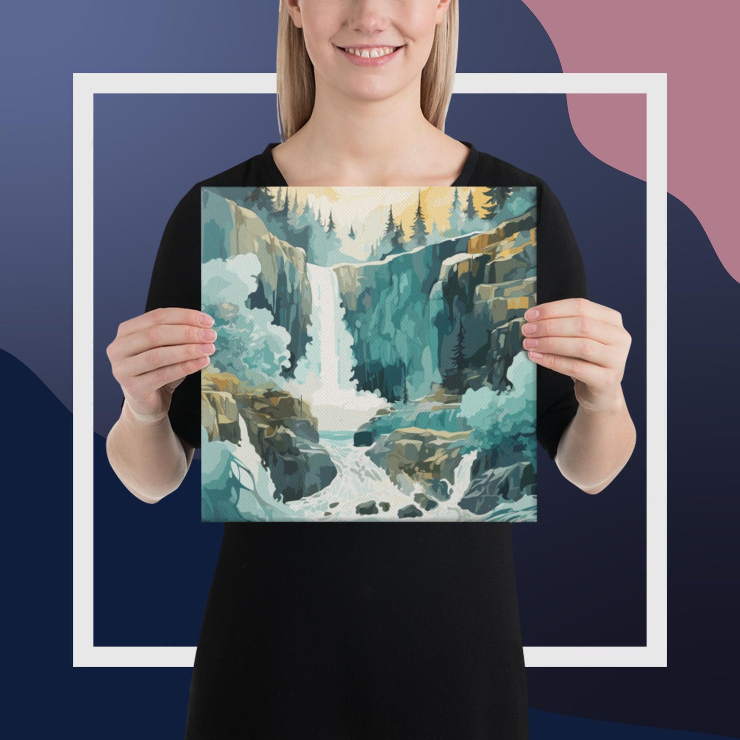 Roaring Forest Waterfall Canvas Poster