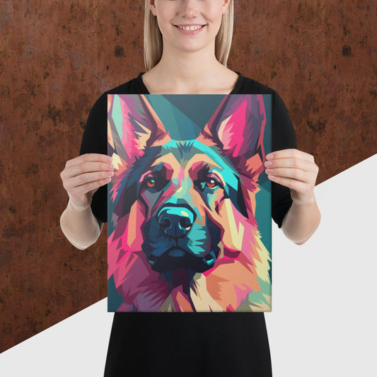 Green and Pink Dog Canvas Poster