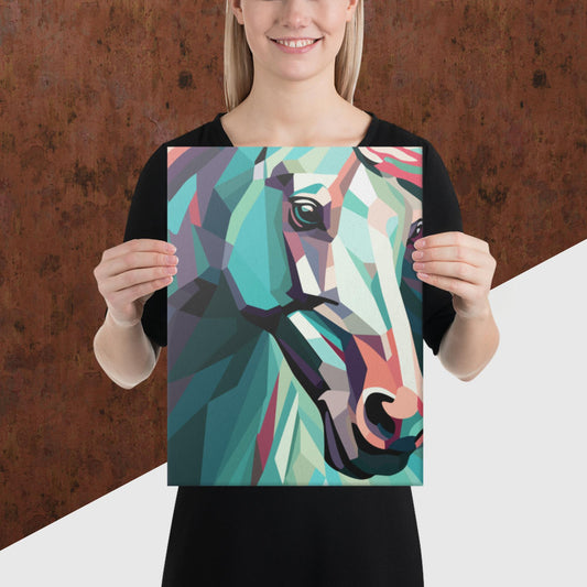 Green and Pink Horse Canvas Poster