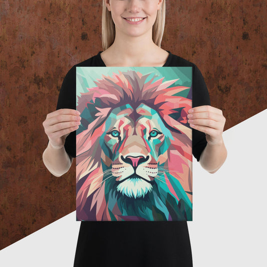 Green and Pink Lion Canvas Poster