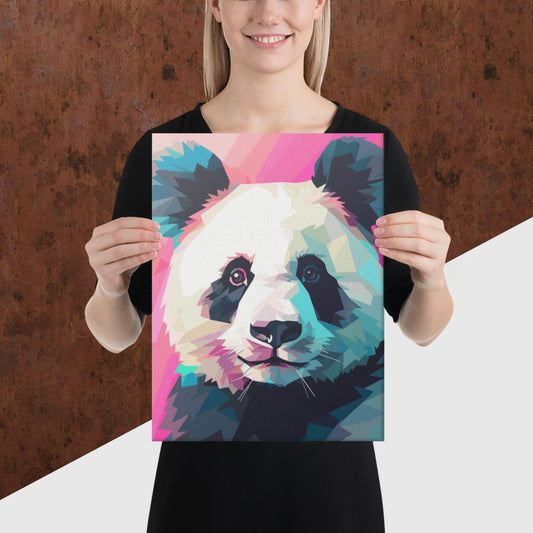 Green and Pink Panda Canvas Poster