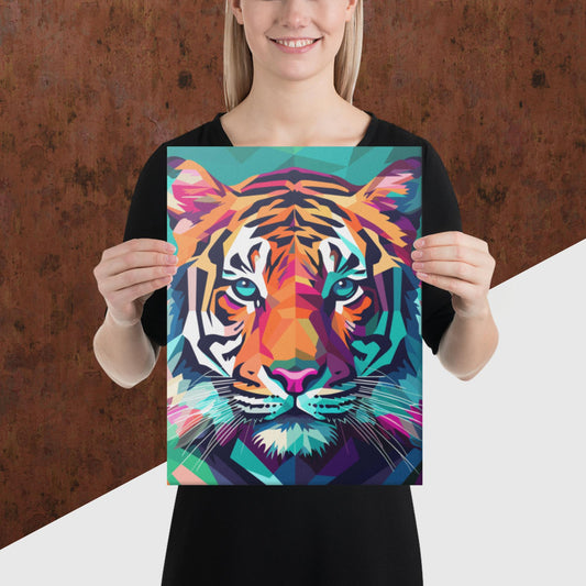 Green and Pink Tiger Canvas Poster