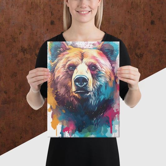 Rainbow Paint Bear Canvas Poster