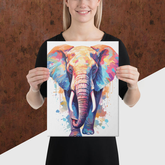 Rainbow Paint Elephant Canvas Poster