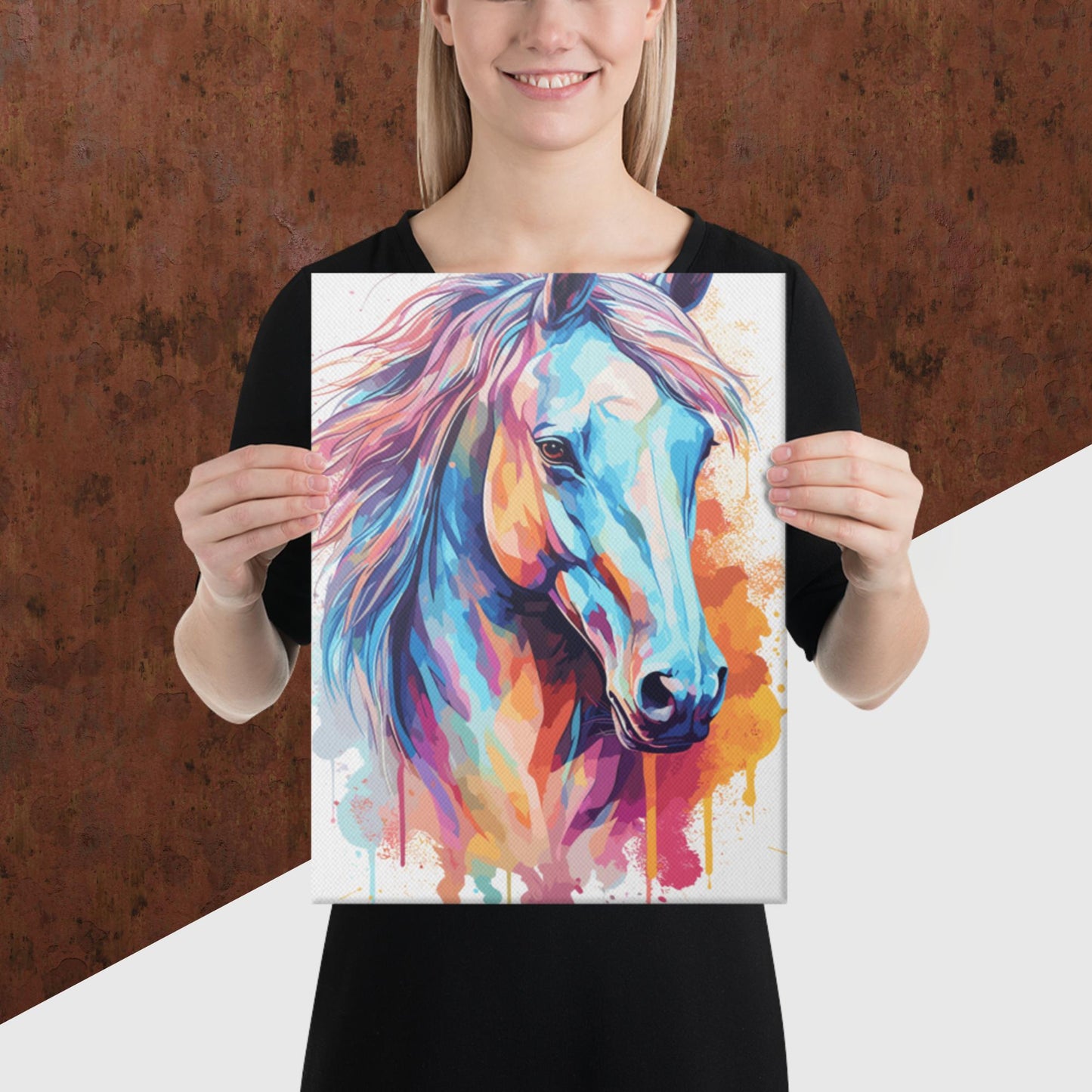 Rainbow Paint Horse Canvas Poster