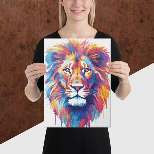 Rainbow Paint Lion Canvas Poster