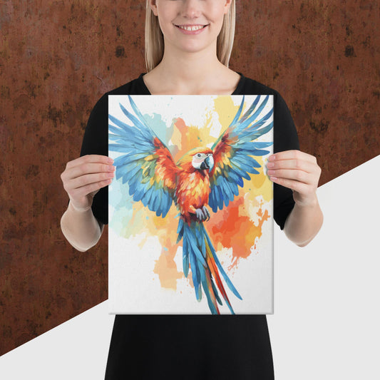 Rainbow Paint Parrot Canvas Poster