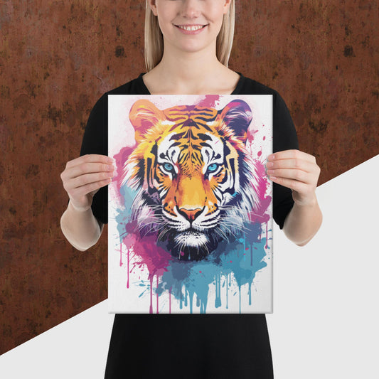 Rainbow Paint Tiger Canvas Poster