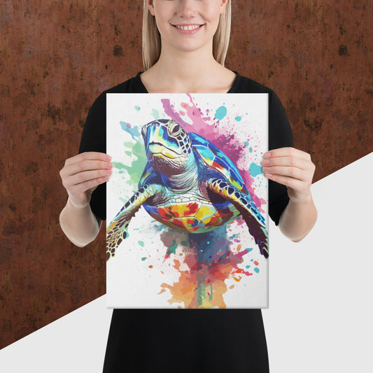 Rainbow Paint Turtle Canvas Poster