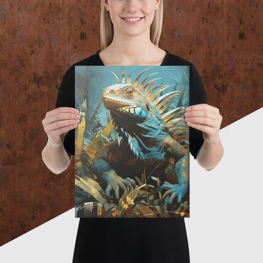 Dark Turquoise Iguana Canvas Poster