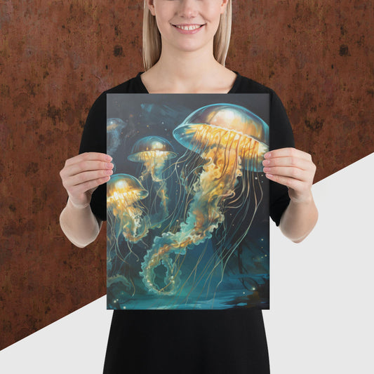 Dark Turquoise Jellyfish Canvas Poster